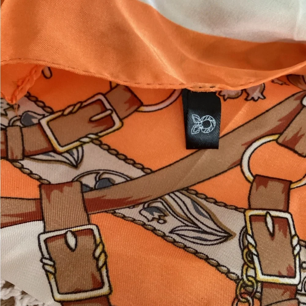 Orange and White Decorative Silk-Style Scarf Throw - Home Accents
